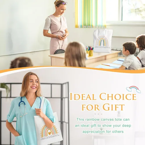 Vista 5 de Sadnyy 20 bolsas de lona arcoíris para profesores y empleados, regalo inspirador con cremallera para oficina, escuela
