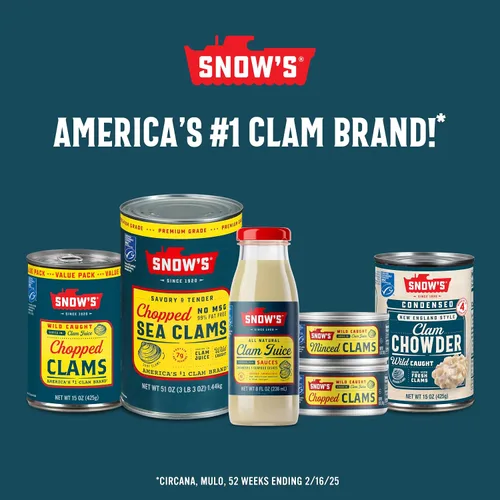 Vista 4 de Snow's Sopa condensada de almejas de Nueva Inglaterra, lata de 15 onzas, 0.14 oz de proteína por porción, receta auténtica al estilo de Nueva
