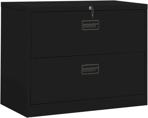 Vista 25 de Archivador de metal de 2 cajones, archivador de acero para oficina con cerradura para el hogar y la oficina, 35.4 x 18.1 x 28.5 pulgadas (blanco)