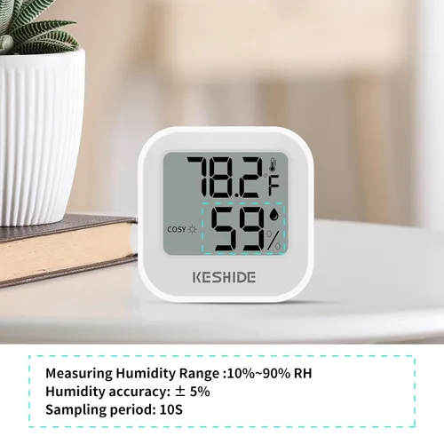 Vista 4 de Termómetro higrómetro digital para temperatura ambiente, medidor de humedad, termómetro interior, calibración de precisión, sensor de temperatura