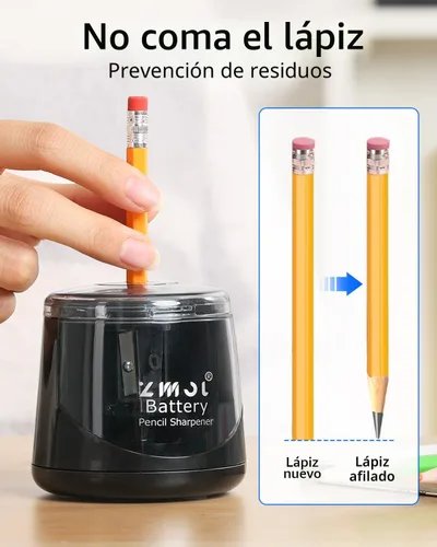 Vista 6 de Zmol Sacapuntas eléctrico a pilas, pequeño sacapuntas portátiles para lápices de colores para niños, afilado rápido, adecuado para lápices del núm.