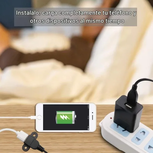 Vista 2 de Cable de extensión de carga USB 2.0 macho a doble hembra, mesita de noche para muebles, sofá, puerto de carga a bordo, cable de montaje en panel