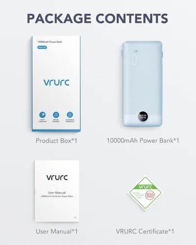 Vista 8 de Cargador portátil, Banco de energía VRURC Enchufe de pared de CA Azul