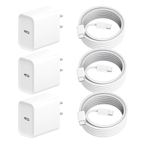 Vista 11 de Cargador de iPhone [certificado Apple MFi] Apple Block USB C enchufe rápido de pared con cable USB C a Lightning de 3 pies para iPhone 14 Pro