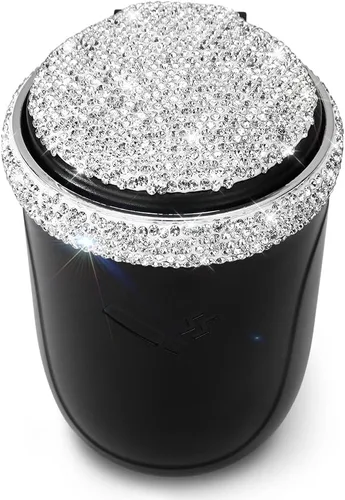 Vista 11 de SAVORI Cenicero de automóvil para mujeres y hombres, portavasos, portátil, sin humo, con indicador de luz LED azul, accesorios para automóvil (rosa)