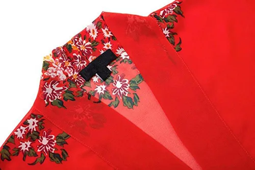 Vista 5 de olrain - Cárdigan estilo kimono holgado y traslúcido, de gasa, con estampado floral, para mujer