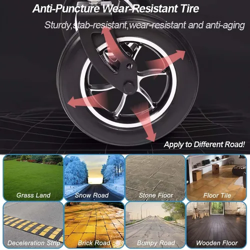 Vista 6 de Silla de ruedas eléctrica para adultos, sillas de ruedas motorizadas plegables todo terreno con reposabrazos abatible, palanca de mando de 360°, 12A