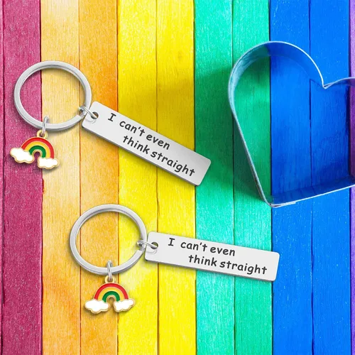 Vista 3 de Sasylvia 2 llaveros gay arcoíris divertidos regalos de orgullo gay LGBTQ, accesorios de joyería LGBTQ I Can't Even Think Straight Llavero