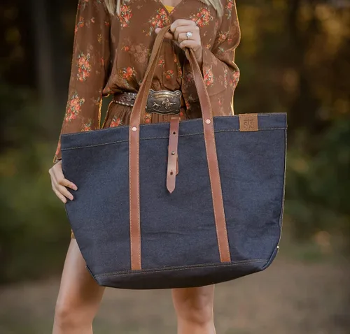 Vista 7 de STS Ranchwear Bolso de mano multifuncional para mujer, estilo casual, para uso diario, colección Bayou, color azul, Azul (Denim), Bolso de mano