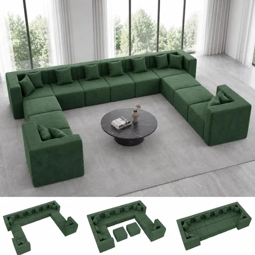 Vista 10 de MONVANE Sofá modular modular en forma de U de 141 pulgadas, gris ceniza