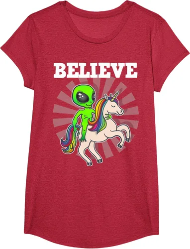 Vista 75 de Believe Space Alien Riding Unicorn - Camiseta de regalo divertida, Negro, S