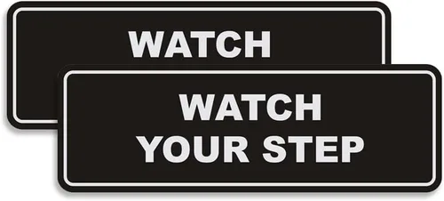 Vista 58 de Signs ByLITA Letrero estándar para pared o puerta con texto en inglés «Watch Your Step», señalización de salud y seguridad (negro), mediano