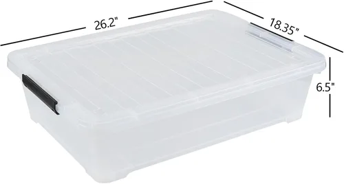 Vista 2 de 3 paquetes de 40 cuartos de galón de caja de almacenamiento grande debajo de la cama, contenedores de almacenamiento con ruedas debajo de la cama