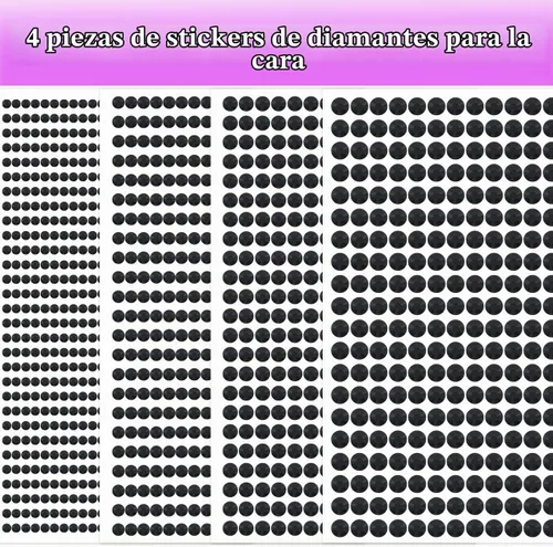 Vista 5 de 1799 calcomanías de gemas, diamantes de imitación autoadhesivos, brillantes redondos de acrílico para manualidades, 4 hojas, 4 tamaños, negro