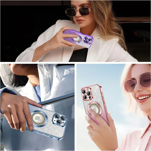 Vista 64 de Misscase Funda magnética con purpurina para iPhone 11 compatible con MagSafe, protección completa, delgada, a prueba de golpes, antiarañazos