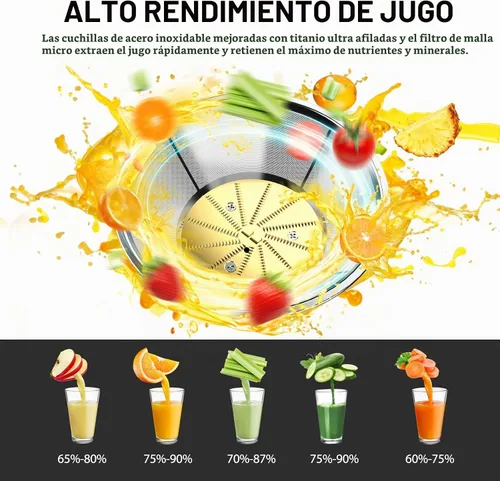 Vista 5 de Exprimidoras Centrífugas KOIOS de 1300W, Extractor de Jugo con Conducto de Alimentación Extra Grande de 3 Pulgadas, Motor de Cobre Completo, Filtro