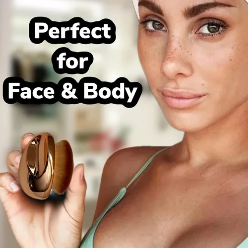 Vista 5 de Brocha de base Maquillaje de palma suave Kabuki Cúpula en forma de cara Cuerpo Shimmer Oil SPF Blush Bronzer Highlighter Mezcla Auto-bronceador
