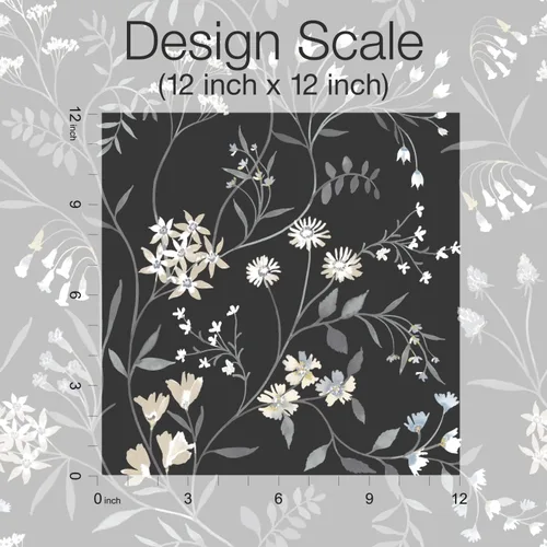 Vista 3 de Roommates RMK12179PLW Black Meadow Mix - Papel tapiz para despegar y pegar