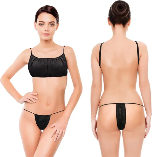 Vista 3 de SATINIOR Juego de 200 piezas de ropa interior y braga desechables para mujer, tangas de belleza, desechables, para spa, salón, ropa