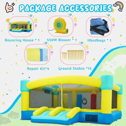 Vista 7 de Big Bounce House - Castillo inflable de rebote de 15 x 14.8 pies para niños de 3 a 12 años, casa hinchable para exteriores/interiores con soplador