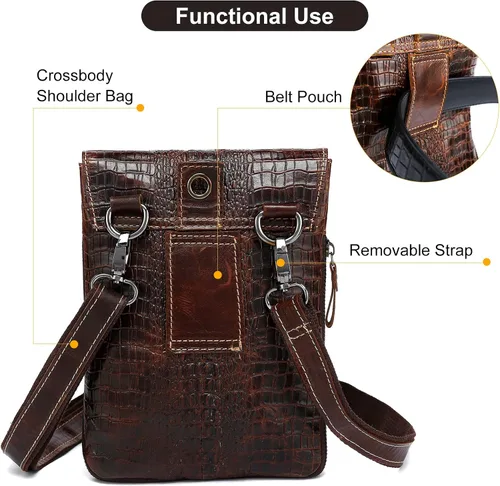 Vista 2 de Bolso bandolera de cuero genuino Mini bolso de hombro en relieve de cocodrilo pequeño Crossbody bolso bandolera