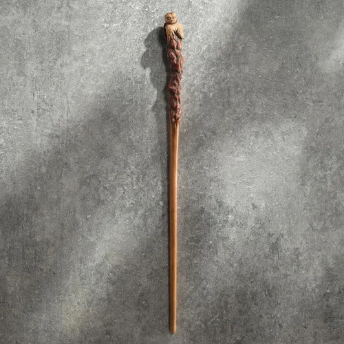Vista 2 de Veronese Design 14 3/8 pulgadas Búho varita mágica resina coleccionable Wizard Prop