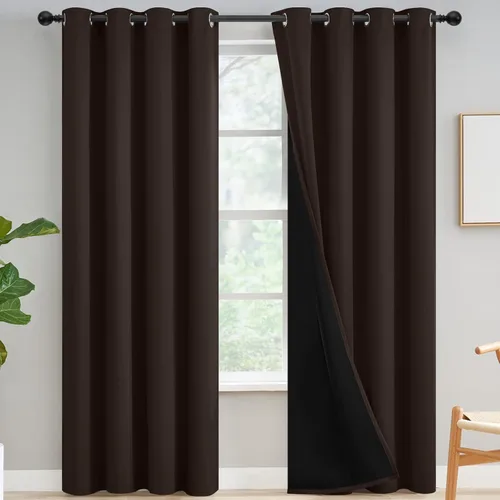 Vista 201 de Yakamok Cortinas negras, cortinas de ventana con aislamiento térmico y eficiencia energética para dormitorio, cortinas opacas completas y cortinas