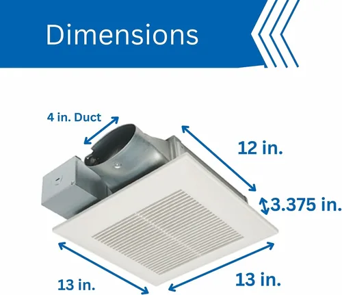Vista 6 de Panasonic WhisperValue Ventilador Extractor de Baño de Doble Velocidad para Montaje en Techo/Pared, 30 a 100 CFM, FV-0810VSS1