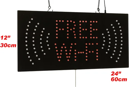 Vista 2 de Señal Wi-Fi gratuito, 24"x12", 23.6x11.8 in, TOPKING, LED, Neón, Florescente, Señalización, Letrero, Exhibición, Cartelera, Pantalla, Gran