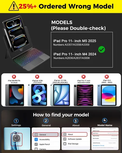 Vista 2 de Funda magnética transparente con teclado para iPad Pro de 11 pulgadas (M5/M4) 2025/2024, retroiluminación de 7 colores y trackpad multitáctil, funda