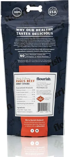 Vista 2 de Flourish Pets Angus - Palitos de carne seca de res, golosinas para perros, masticables de entrenamiento saludable (8 onzas)