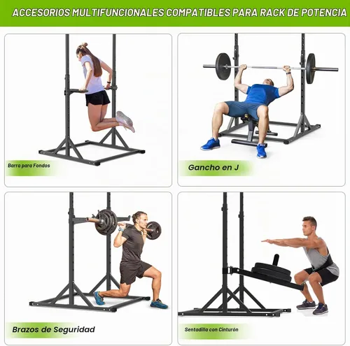 Vista 3 de SELEWARE Dip Bar Attachment for Power Rack, 2 x 2 Tube, Multi Grip Handle Estante de 2" x 2" con orificio de 1
