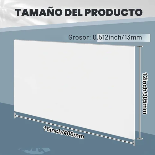 Vista 2 de Sasylvia 1 Pcs 1/2" X 12'' X 16'' Blanco HDPE Hoja de plástico
