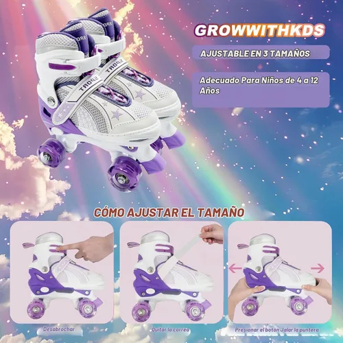 Vista 6 de Kids Roller Skates for Girls Boys Púrpura claro