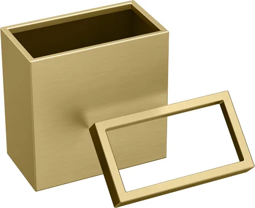 Vista 3 de Gatco Cubo de basura rectangular moderno, latón cepillado, cubo de basura de acero inoxidable con tapa extraíble, a prueba de fugas, capacidad de 3
