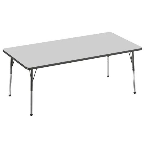 Vista 139 de FDP - Mesa rectangular para actividades escolares y de oficina (24 x 36 pulgadas), patas estándar con deslizadores giratorios, altura ajustable