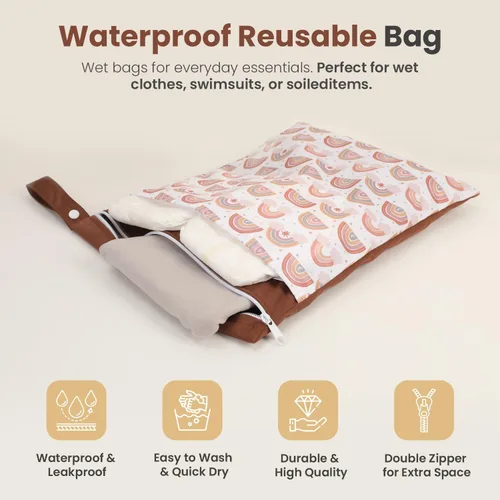 Vista 4 de Organizador de pañales + bolsa para artículos húmedos, cesta de pañales de cuerda de algodón, bolsas organizadoras de bolsas de pañales, regalo