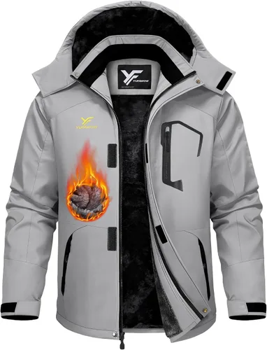 Vista 13 de Chaqueta de invierno para hombre, abrigo de trabajo, cortavientos impermeable, softshell pesado, térmica aislante, resistente al calor, para esquí