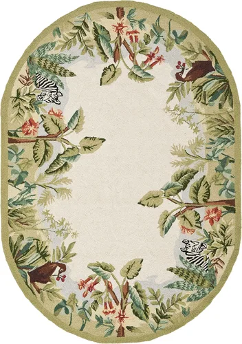 Vista 15 de SAFAVIEH Chelsea Collection - Alfombra decorativa de 1 pies 8 pulgadas x 2 pies 6 pulgadas, beige y verde, lana de campo francesa enganchada a mano