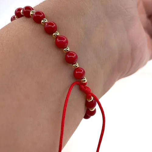 Vista 13 de St Benedict Coin and Natural Round Red Coral Beads Adjustable Bracelet for Women