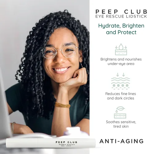 Vista 4 de Peep Club LidStick antienvejecimiento – Bálsamo ocular nocturno formulado por optometristas para líneas finas, hidratante, calmante, perfecto