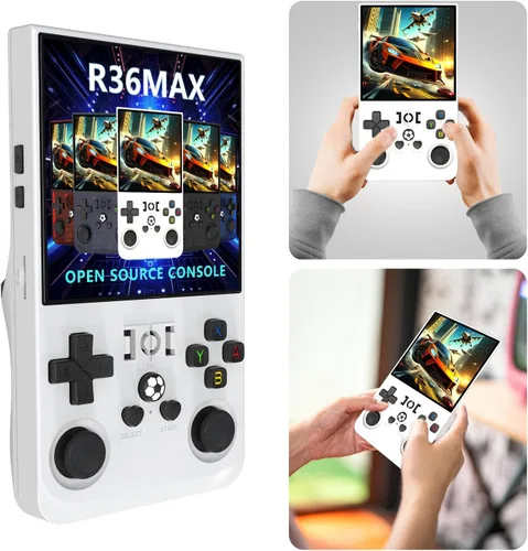 Vista 2 de R36MAX 4 pulgadas pantalla reproductor de juegos portátil 64 GB consola de vídeo 4000 mAh batería recargable consola reproductor de vídeo