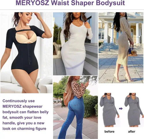 Vista 5 de MERYOSZ Entrenador de cintura para mujer, control de abdomen, tanga moldeadora de brazos, corsé moldeador de fajas moldeadoras de busto abierto