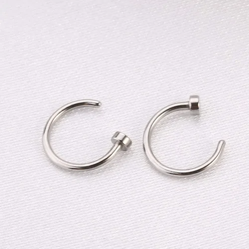 Vista 9 de Generic 2 piezas unisex de acero quirúrgico con bisagras, segmento de clicker para la nariz, aros de cartílago de hélice, aretes de piercing