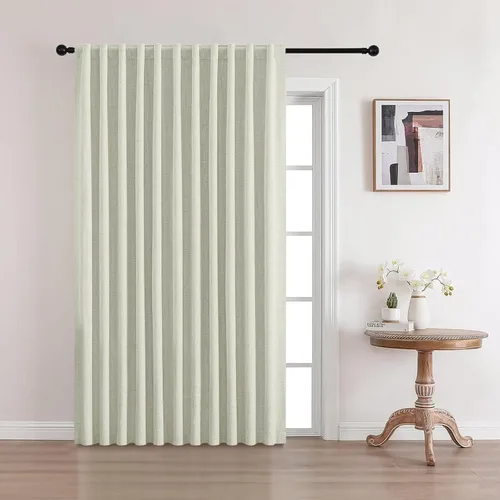 Vista 14 de CUCRAF Juego de 2 paneles de cortinas 100% opacas de lino de 84 pulgadas de largo, con pestaña trasera y bolsillo para barra para sala de estar
