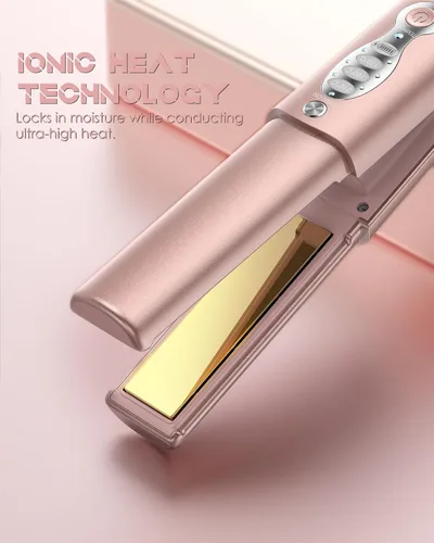 Vista 2 de Plancha de pelo inalámbrica, mini plancha plana portátil para viajes, alisador y rizador de pelo de titanio recargable por USB 2 en 1, 3 ajustes