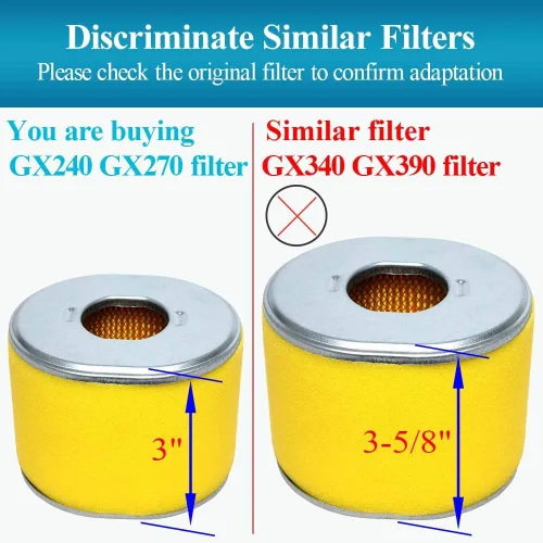 Vista 7 de HOODELL Paquete de 4 filtros de aire GX270 para motor Honda GX240 8HP GX 270 9HP, filtro de aire profesional EG3500X 17210-ZE2-505 17210-ZE2-822