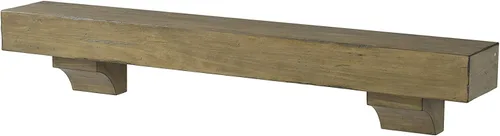 Vista 16 de Pearl Mantels ARYB6041220 Estante de madera de pino envejecido y acabado a mano con ménsulas opcionales incluidas, tostado oscuro envejecido, 60