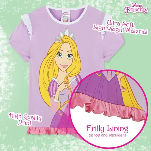 Vista 5 de Disney Conjunto de pijama para niñas, ropa de dormir de verano de La Bella y la Bestia, Rey León, Princesa, Stitch PJs de 2 piezas