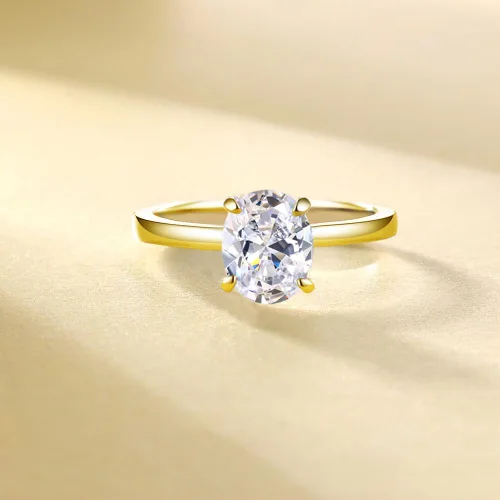 Vista 3 de AONED 3CT 2CT 18K Gold Plated Solitaire Engagement Rings for Women Oval Cut Cubic Zirconia Wedding Promise Rings for Her Jewelry Gifts Size 4-11